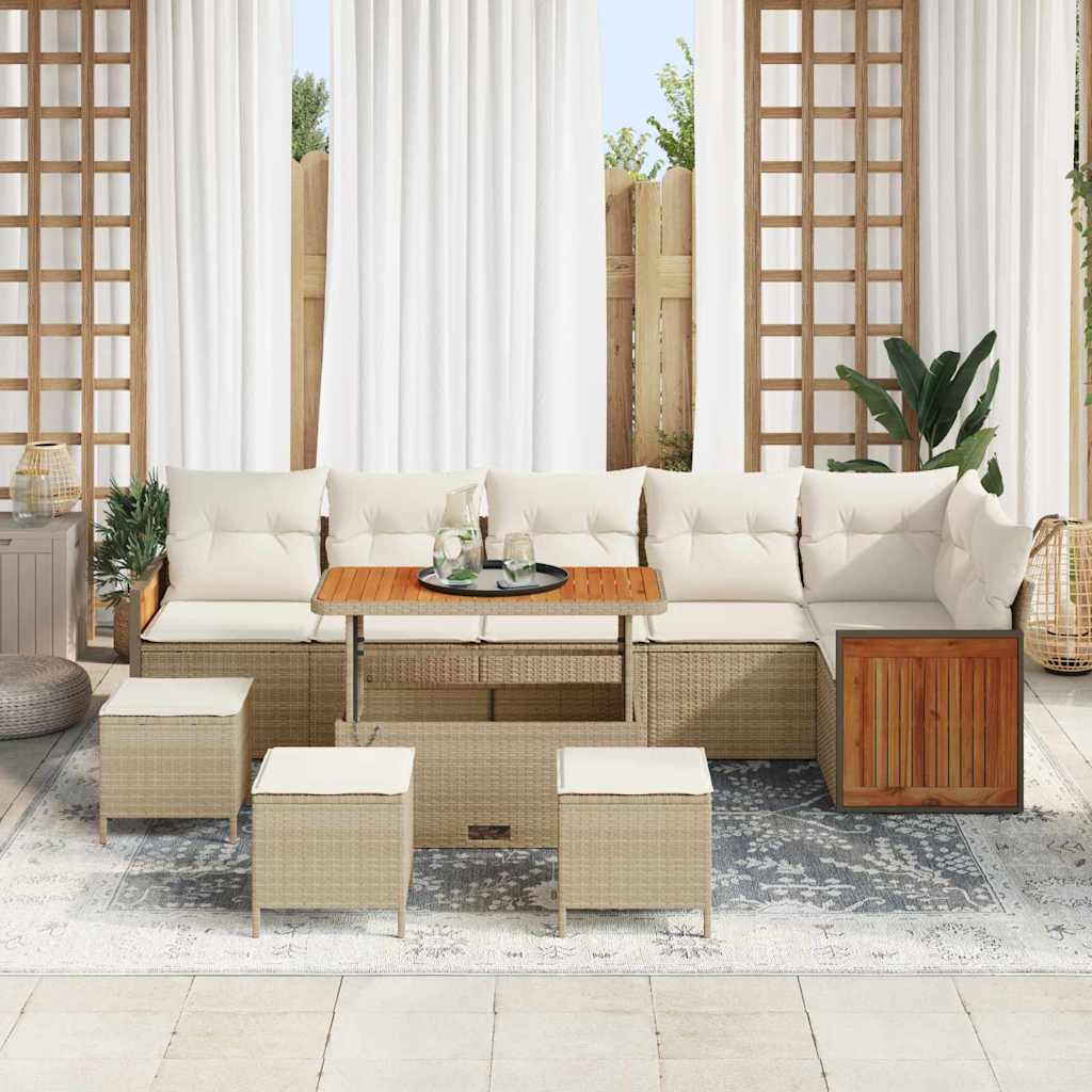 Garten-Sofa-Set 10 pcs Beige und Creme 110 x 55 x 71 cm